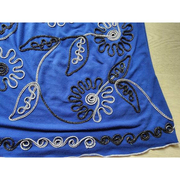 TOP-LAUREN MICHELLE-Royal Blue-Metallic Detail-Sleeveless-Ruffled-Size Medium - Picture 8 of 16